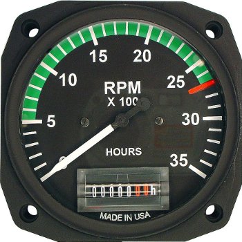 UMA TSO Tachometer | 3-1/8 in, 0â€“3500 RPM, 2 pulse/rev, Custom Markings