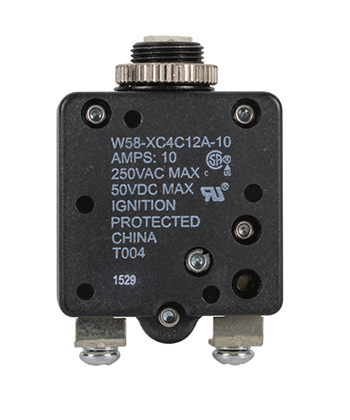 W58 Series Circuit Breaker | 10 Amp Rating, Push Actuator