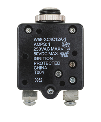 W58 Series Circuit Breaker | 1 Amp Rating, Push Actuator