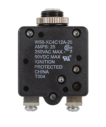 W58 Series Circuit Breaker | 25 Amp Rating, Push Actuator