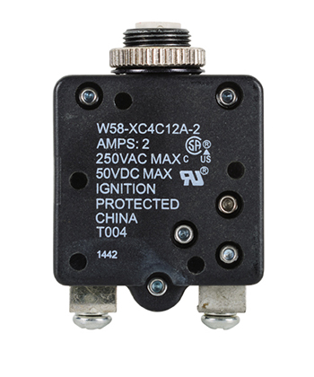 W58 Series Circuit Breaker | 2 Amp Rating, Push Actuator