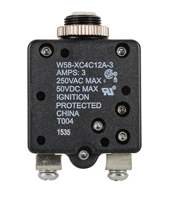 W58 Series Circuit Breaker | 3 Amp Rating, Push Actuator