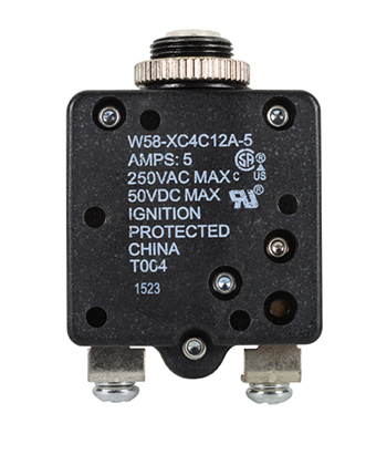 W58 Series Circuit Breaker | 5 Amp Rating, Push Actuator