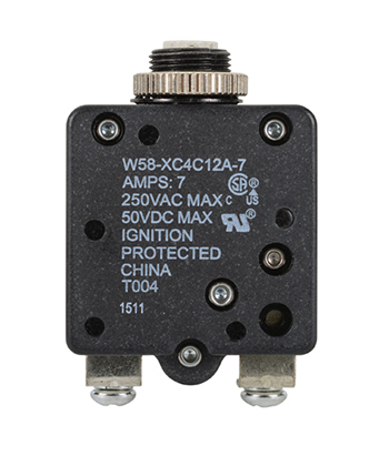 W58 Series Circuit Breaker | 7 Amp Rating, Push Actuator